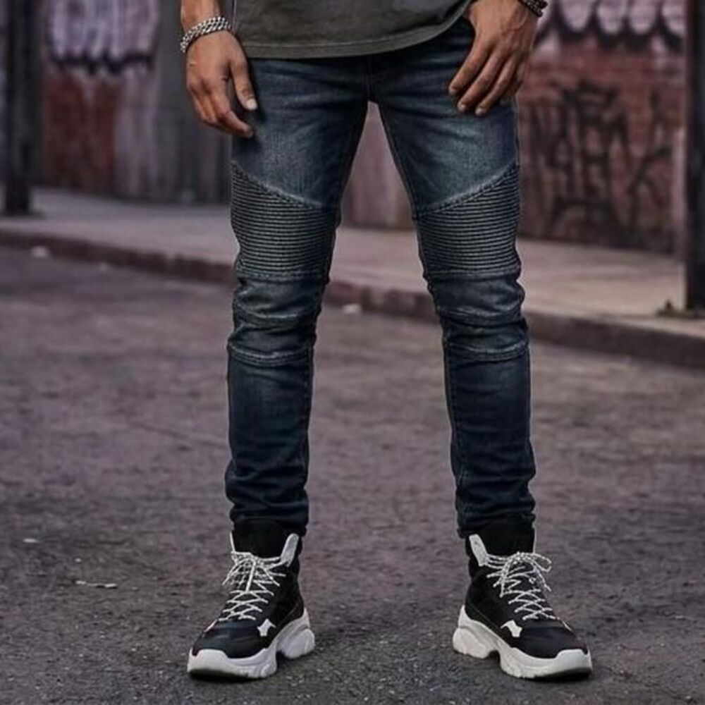 Bullhead Denim Co Stacked Skinny Moto Biker Jeans Men’s Size 34 y2k streetwear